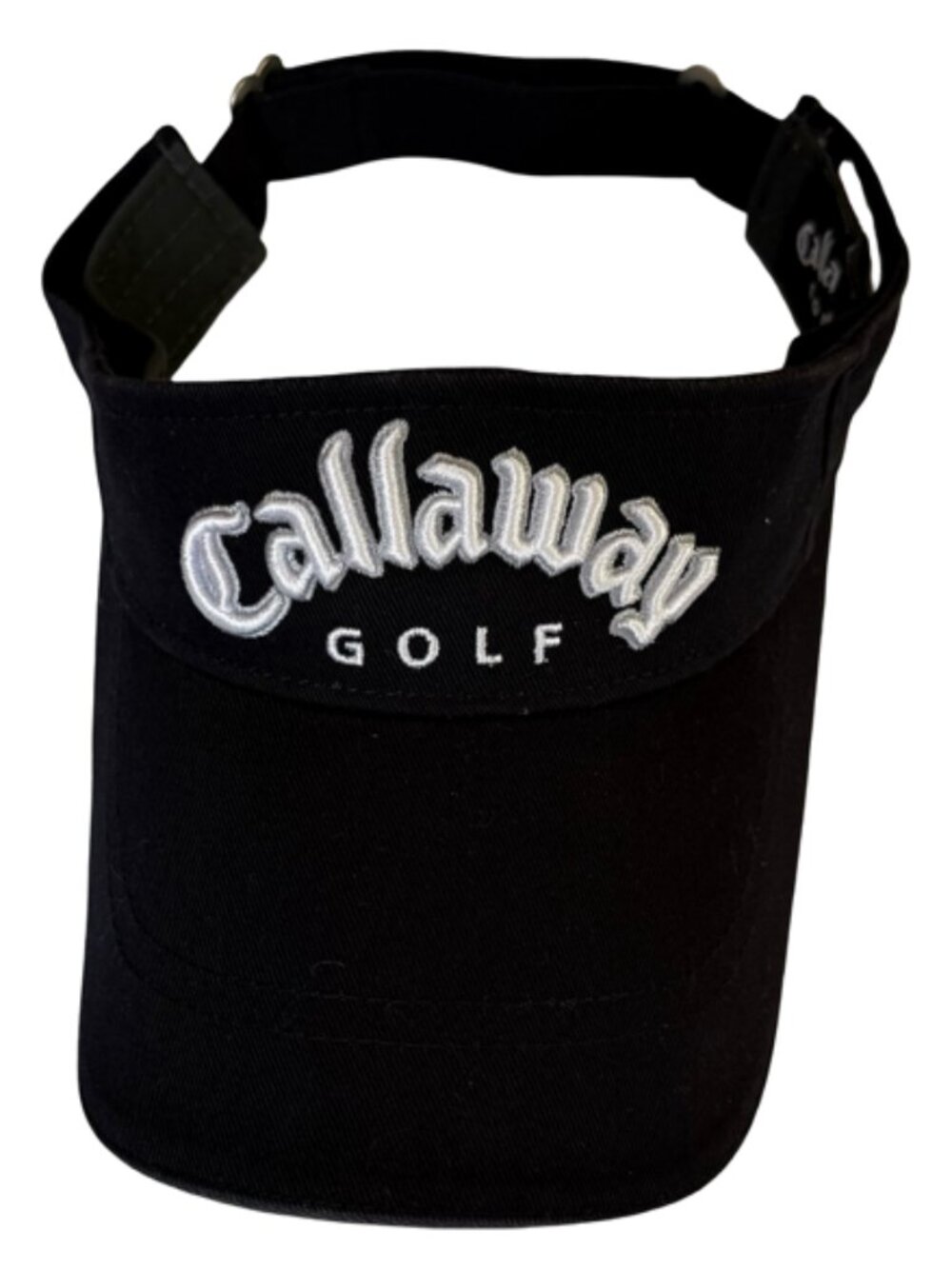 Callaway Black Golf Visor Adjustable White Lettering Hat Cap Father's Day EUC